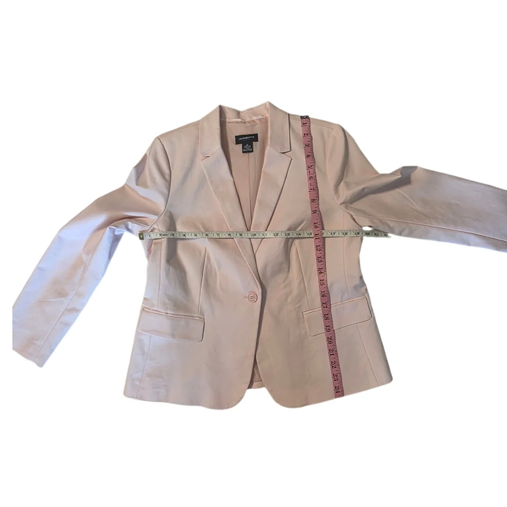 VTG Liz Claiborne Career Blazer Sz L Soft Pink Pastel Cotton 1-Button Lined EUC - Picture 8 of 10